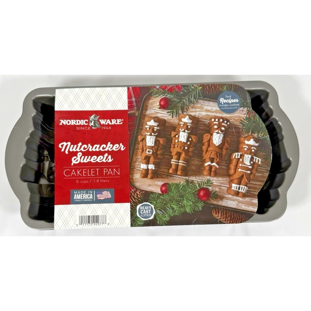 Nordic Ware Nutcracker Sweets Cakelet Pan Silver Cast Aluminum 92977